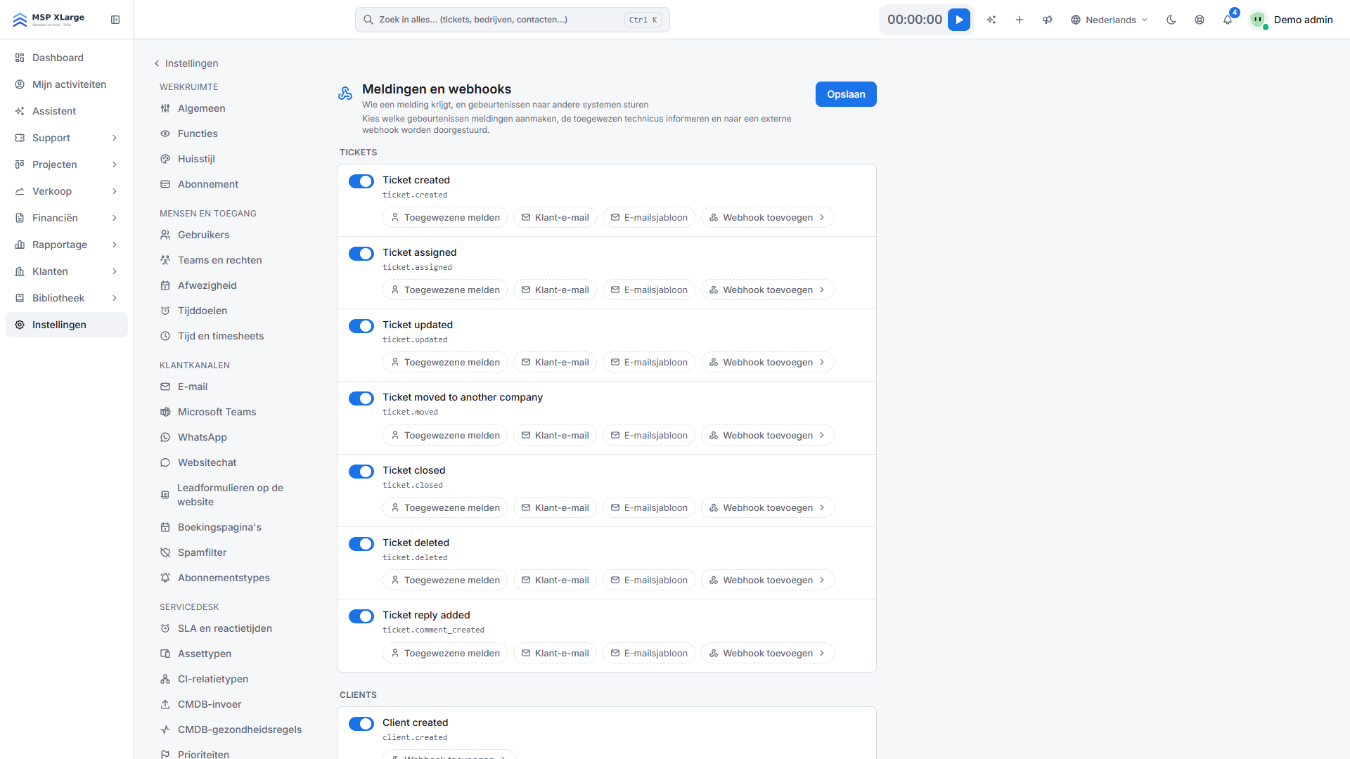 Uitgaande webhooks instellen in Xcellerate OPS